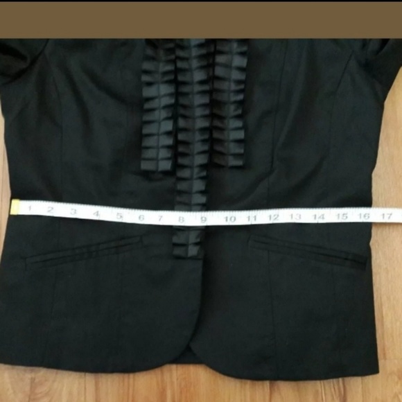 Kenar Black Ruffle Front Blazer Jacket Size Small - Picture 4 of 8